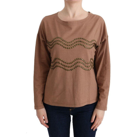 John Galliano Chic Brown Crewneck Cotton Sweater John Galliano Sienna