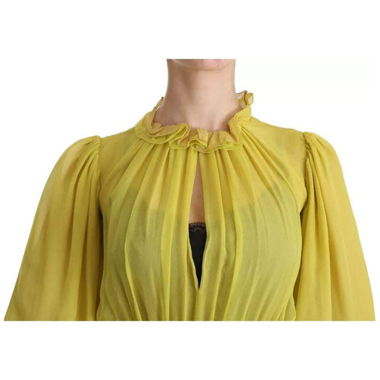 Dolce & Gabbana Yellow Shift A-line Silk Gown Dress Dolce & Gabbana Dark Khaki