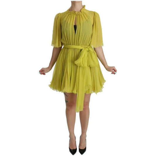 Dolce & Gabbana Yellow Shift A-line Silk Gown Dress Dolce & Gabbana Dark Khaki