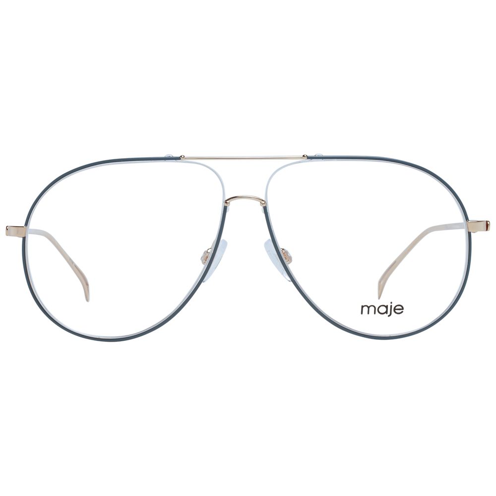 Maje Gray Women Glasses Frame, full-rim aviator style with nickel silver material, grey color, and demo lenses. Includes branded case.