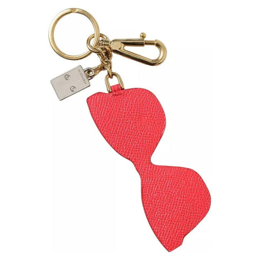 Dolce & Gabbana Red Leather Crystal Sunglasses Gold Metal Keyring Keychain Dolce & Gabbana Tomato