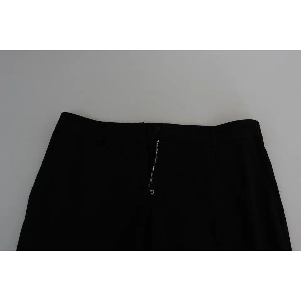 Dolce & Gabbana Black Wool Stretch Cropped Capri Trouser Pants