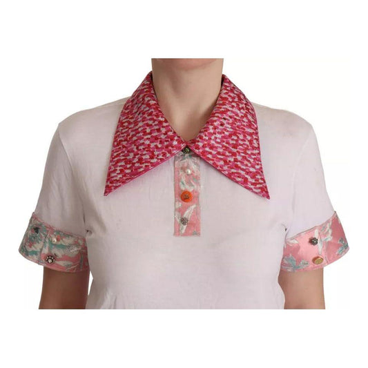 Dolce & Gabbana White Sartoria T-shirt Button Wide Collar Top MAN T-SHIRTS Dolce & Gabbana Gray
