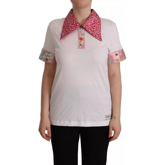 Dolce & Gabbana White Sartoria T-shirt Button Wide Collar Top MAN T-SHIRTS Dolce & Gabbana Gray
