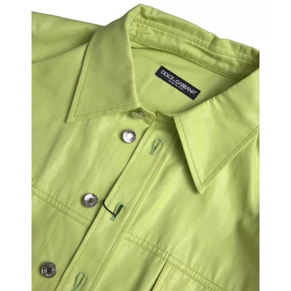 Dolce & Gabbana Green Cotton Collared Casual Button Down Shirt