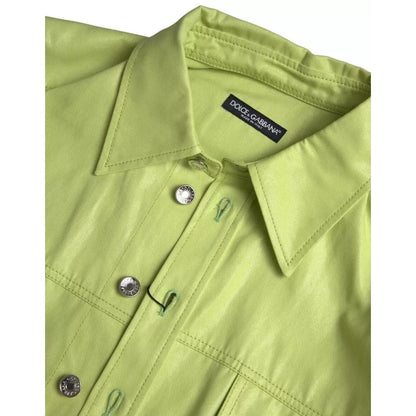 Dolce & Gabbana Green Cotton Collared Casual Button Down Shirt