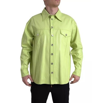 Dolce & Gabbana Green Cotton Collared Casual Button Down Shirt