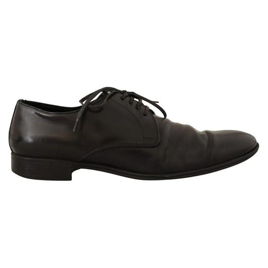 Dolce & Gabbana Black Leather Derby Dress Formal Shoes Dolce & Gabbana Dark Slate Gray