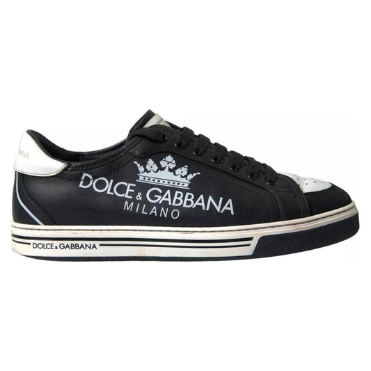 Dolce & Gabbana Black Leather Crown Milano Men Sneakers Shoes Dolce & Gabbana Light Gray