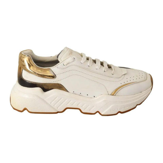 Dolce & Gabbana White Gold Leather Sport DAYMASTER Sneakers Shoes Dolce & Gabbana Light Gray