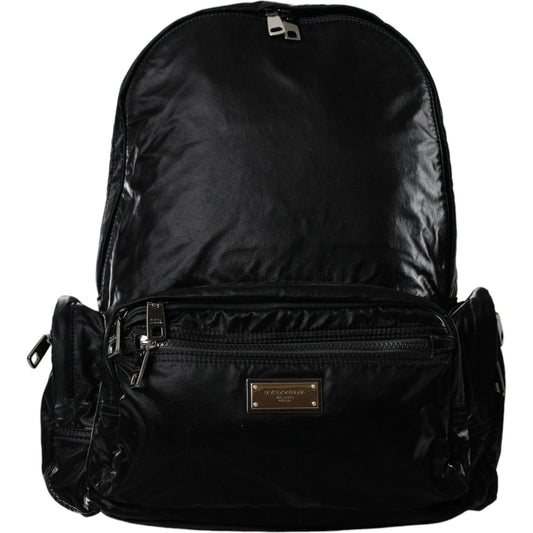 Dolce & Gabbana Black Patent Leather Logo Plaque Backpack Bag Dolce & Gabbana Black