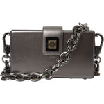 Dolce & Gabbana Metallic Gray Calfskin Leather DG BOX Shoulder Bag Dolce & Gabbana Dark Slate Gray