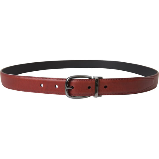 Dolce & Gabbana Brown Leather Silver Metal Buckle Belt Men Dolce & Gabbana Saddle Brown