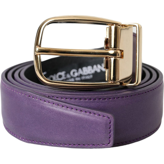 Dolce & Gabbana Purple Leather Gold Metal Buckle Belt Men Dolce & Gabbana Dim Gray