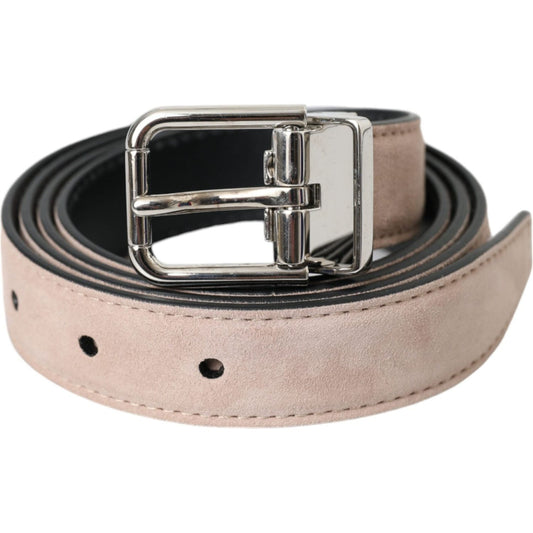 Dolce & Gabbana Beige Suede Leather Silver Buckle Belt Men Dolce & Gabbana Gray