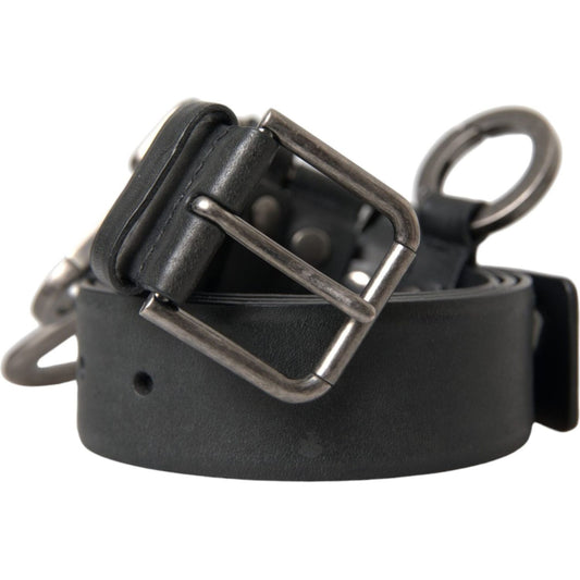 Dolce & Gabbana Black Calf Leather Silver Metal Buckle Belt Dolce & Gabbana Dark Slate Gray