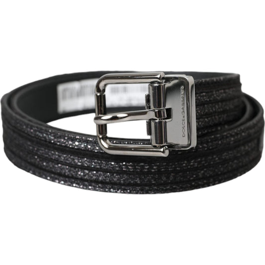 Dolce & Gabbana Black Jacquard Stripes Silver Metal Buckle Belt Dolce & Gabbana Dark Slate Gray