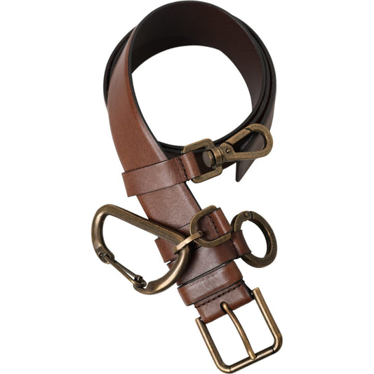 Dolce & Gabbana Brown Calf Leather Gold Metal Buckle Belt Men Dolce & Gabbana Dark Slate Gray