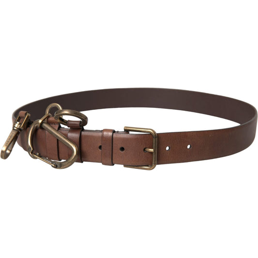 Dolce & Gabbana Brown Calf Leather Gold Metal Buckle Belt Men Dolce & Gabbana Dark Olive Green
