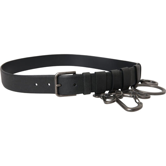 Dolce & Gabbana Black Calf Leather Silver Metal Buckle Belt Dolce & Gabbana Dark Slate Gray