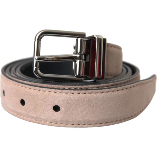 Dolce & Gabbana Beige Suede Leather Silver Buckle Belt Men Dolce & Gabbana Rosy Brown