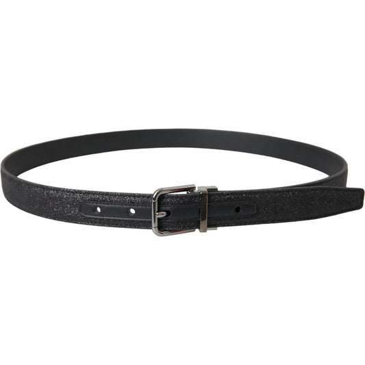 Dolce & Gabbana Black Glittered Leather Silver Buckle Belt Dolce & Gabbana Dark Slate Gray