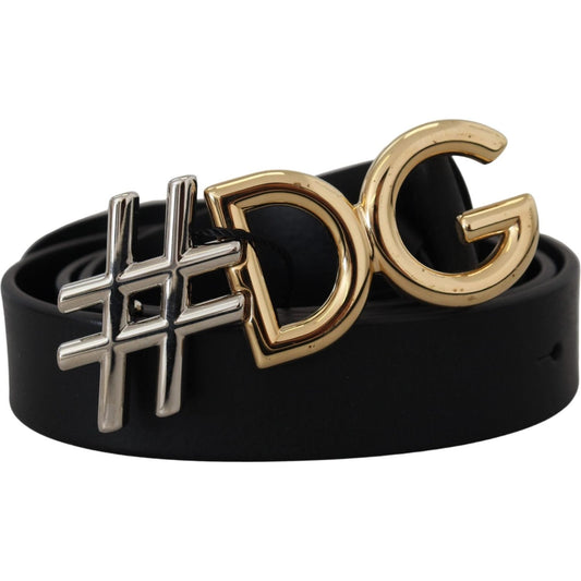 Dolce & Gabbana Black Leather Metal #DG Logo Buckle Belt Dolce & Gabbana Tan
