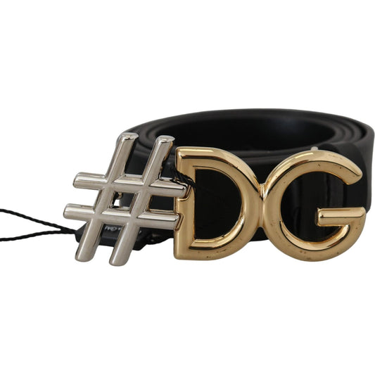 Dolce & Gabbana Black Leather Metal #DG Logo Buckle Belt Dolce & Gabbana Black