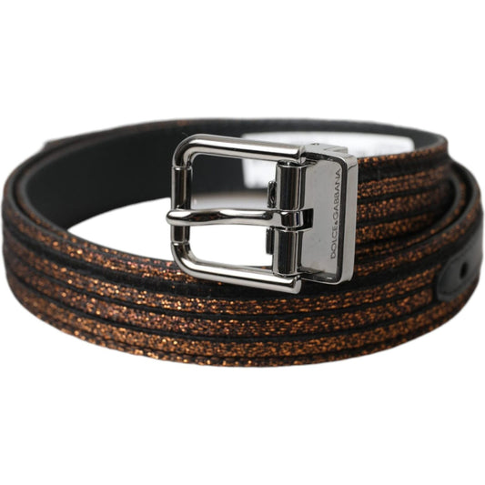 Dolce & Gabbana Gold Jacquard Stripes Silver Metal Buckle Belt Dolce & Gabbana Dark Slate Gray