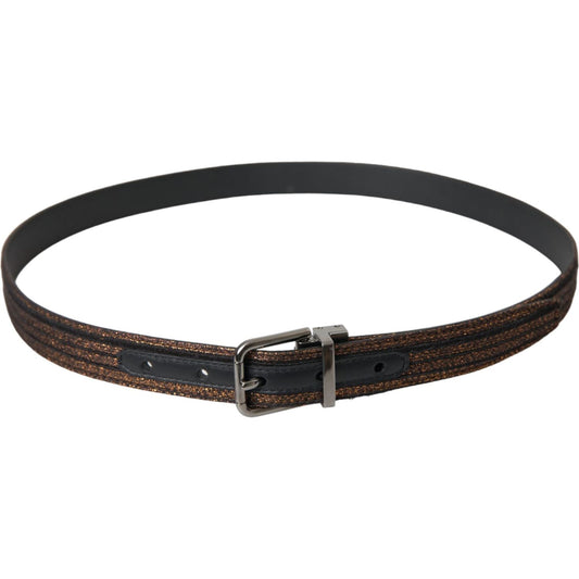 Dolce & Gabbana Gold Jacquard Stripes Silver Metal Buckle Belt Dolce & Gabbana Dark Slate Gray