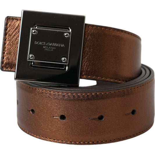 Dolce & Gabbana Metallic Bronze Leather Square Metal Buckle Belt Dolce & Gabbana Dark Slate Gray
