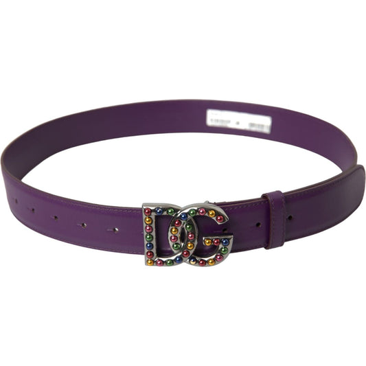Dolce & Gabbana Purple Leather DG Logo Studs Metal Buckle Belt Dolce & Gabbana Dark Slate Gray