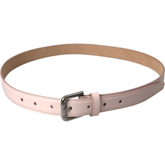 Dolce & Gabbana Light Pink Leather Silver Metal Buckle Belt Dolce & Gabbana Rosy Brown