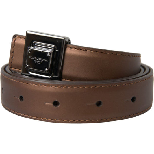 Dolce & Gabbana Bronze Leather Square Metal Buckle Belt Dolce & Gabbana Dark Slate Gray
