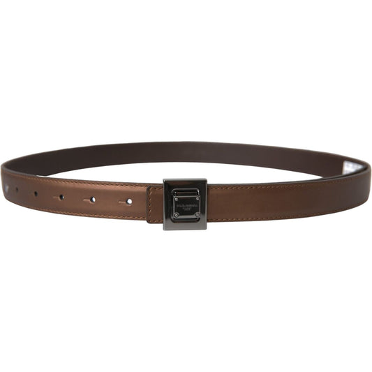Dolce & Gabbana Bronze Leather Square Metal Buckle Belt Dolce & Gabbana Dark Slate Gray