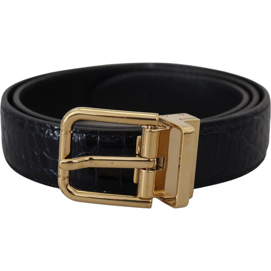 Dolce & Gabbana Black Exotic Leather Gold Metal Buckle Belt Dolce & Gabbana Rosy Brown