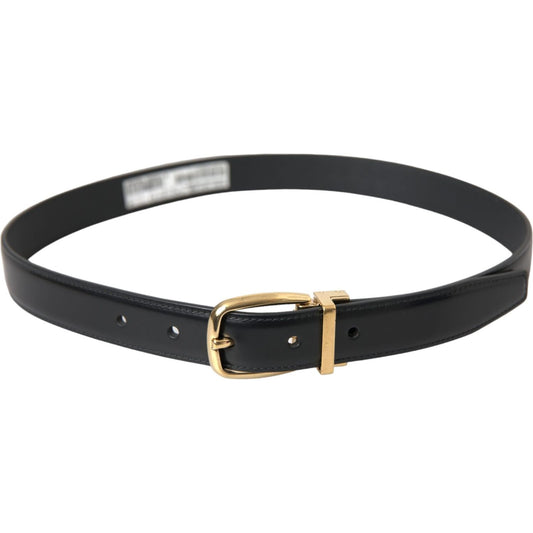 Dolce & Gabbana Black Calf Leather Gold Metal Buckle Belt Dolce & Gabbana Dark Slate Gray