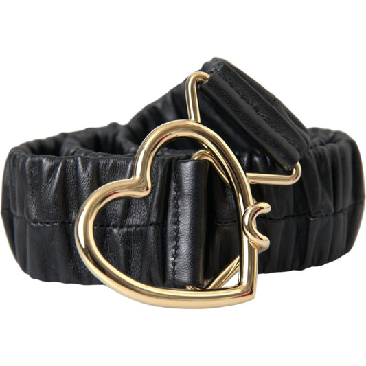 Dolce & Gabbana Black Leather Gold Heart Metal Buckle Belt Dolce & Gabbana Dark Slate Gray