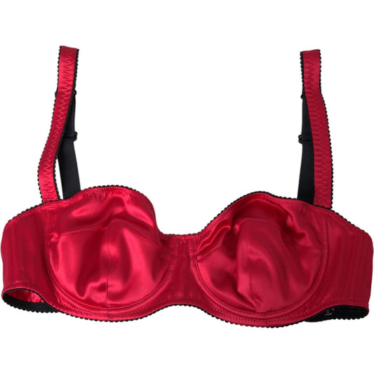 Dolce & Gabbana Bordeaux Silk Stretch Balconcino Bra Underwear Dolce & Gabbana Brown