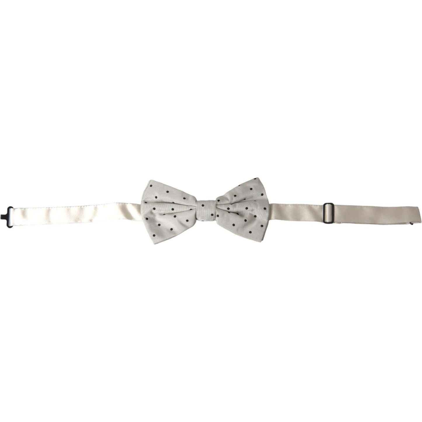 Dolce & Gabbana White Black Polka Dot Polyester Bow Tie Men