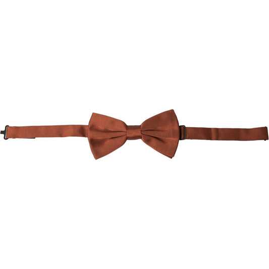 Dolce & Gabbana Brown Silk Adjustable Neck Men Bow Tie Dolce & Gabbana Saddle Brown