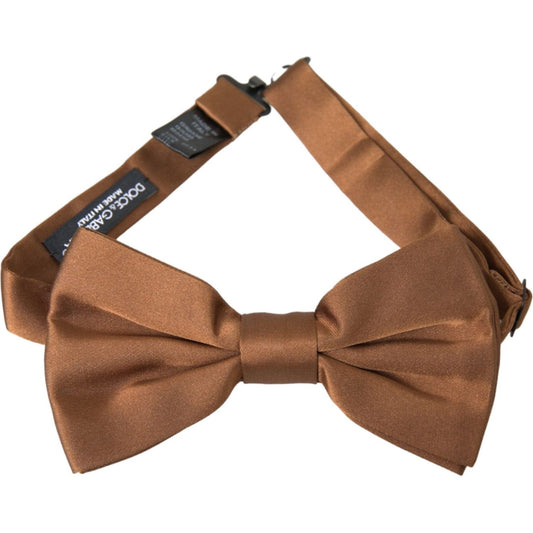 Dolce & Gabbana Brown Silk Adjustable Neck Men Bow Tie Dolce & Gabbana Sienna