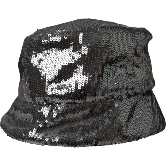 Dolce & Gabbana Silver Sequined Nylon Bucket Hat Men Dolce & Gabbana Dark Slate Gray