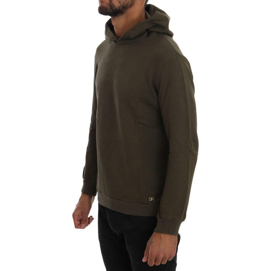 Daniele Alessandrini Green Pullover Hodded Cotton Sweater