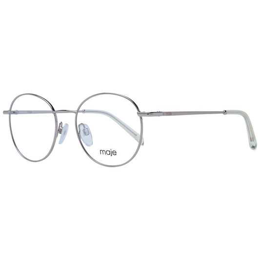 Maje Gold Women Glasses Frame in stainless steel round full-rim with demo lenses, size 48-17-140.