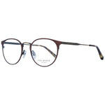 Ted Baker Brown Men Glasses Frame with metal full-rim and round style, featuring demo plastic lenses, size 50-21-140.