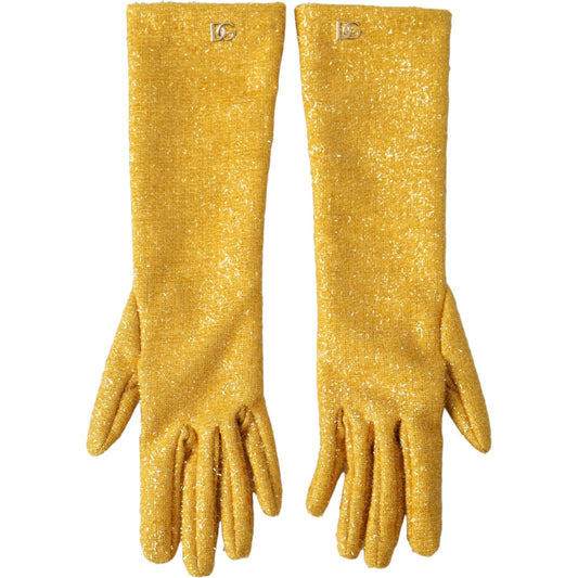 Dolce & Gabbana Gold Lurex Fantasia Mid Arm Length Gloves Dolce & Gabbana Goldenrod