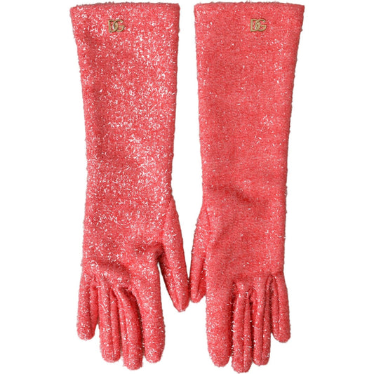 Dolce & Gabbana Pink Lurex Fantasia Mid Arm Length Gloves Dolce & Gabbana Tomato