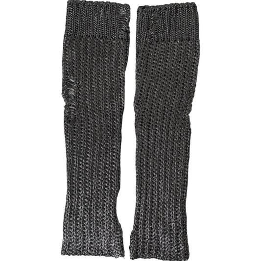 Dolce & Gabbana Gray Viscose Knitted Finger Less Gloves Dolce & Gabbana Dark Slate Gray