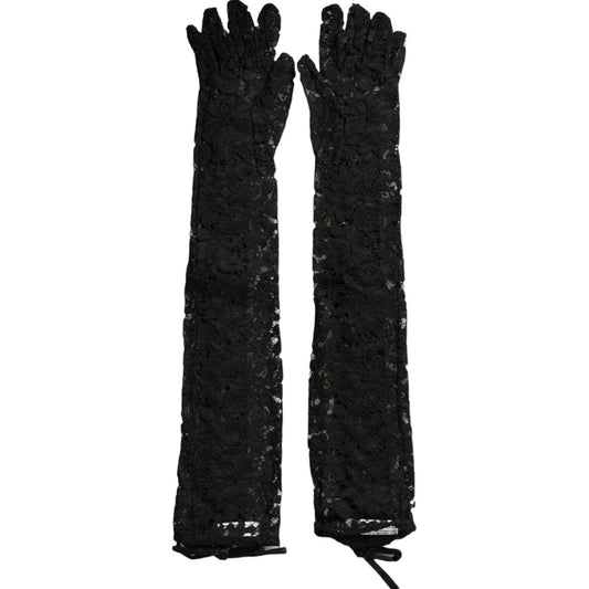 Dolce & Gabbana Black Taormina Lace Elbow Length Gloves Dolce & Gabbana Black